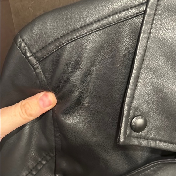 Blank NYC Black Faux Leather Motorcycle Jacket Asymmetrical Zipper - Picture 4 of 9